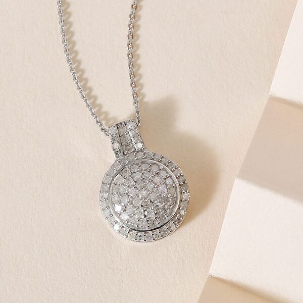 Wei&szlig;er Diamant Anh&auml;nger mit Kette, 925 Silber platiniert, ca. 0.75 ct image number 3