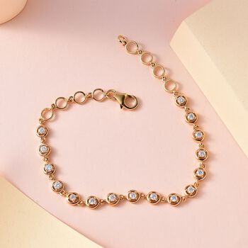 Moissanit 19cm Armband, 925 Silber Gelbgold Vermeil