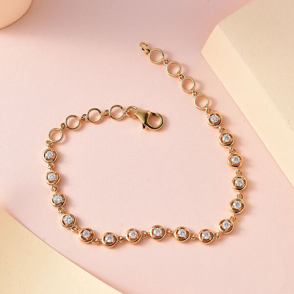 Moissanit 19cm Armband, 925 Silber Gelbgold Vermeil image number 2