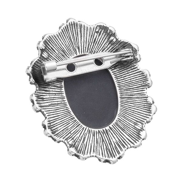 J Francis gefertigt mit SWAROVSKI Wei&szlig;er Swarovski Kristall Brosche 316L Edelstahl Schwarz oxidiert (7-8 Werktage Lieferzeit) image number 3