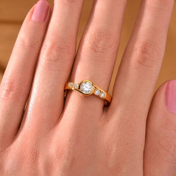 Moissanit Ring, 925 Silber Gelbgold Vermeil - 0,74 ct. image number 2