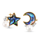 Weißer Zirkonia, Abalone Muschel Ohrringe Nickelfreies Messing Standard