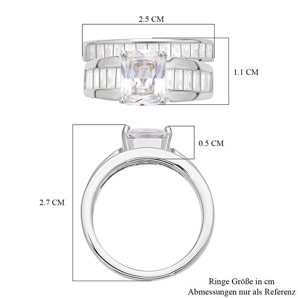 Wei&szlig;er Zirkonia, 2 Ringe im Schmuckset, Messing ca. 8,10 ct image number 6