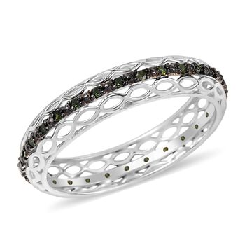 D'Joy gr&uuml;ner Diamant Ring, 925 Silber rhodiniert - 0,15 ct.