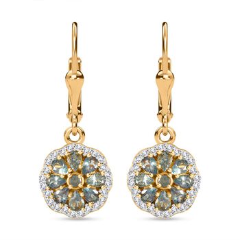 Alexandrit Ohrringe 925 Silber 750 Gelbgold Vermeil ca. 1,55 ct.