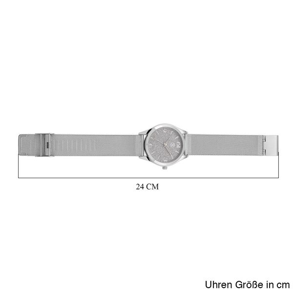 STRADA Stardust Zifferblattuhr mit japanischem Uhrwerk und silberfarbenem 316L Edelstahl -Mesh-Armband image number 8