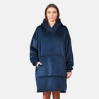 TAMSY Hoodie-Decke aus superweichem Flanell, 230 GSM, Einheitsgröße mit großer, praktischer Kängurutasche - Blau