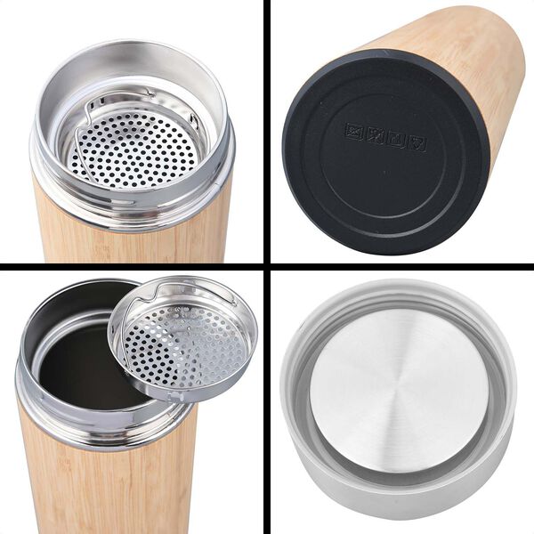 Bambus-Thermobecher mit digitaler Temperaturanzeige aus Edelstahl 500ml image number 6