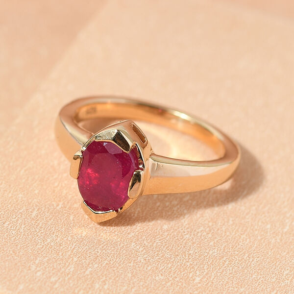 Afrikanischer Rubin-Ring, (Fissure gefüllt), 925 Silber vergoldet image number 2