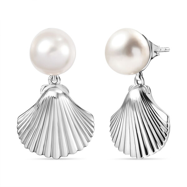 EVER TRUE S&uuml;&szlig;wasser Perle (8-10 mm) Ohrringe Nickelfreies Messing, Silberfarben image number 0