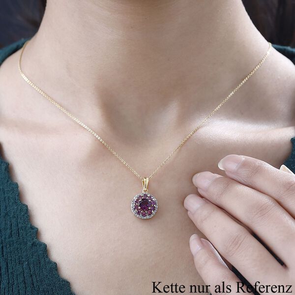 Rhodolith Granat Anh&auml;nger 925 Silber Gelbgold Vermeil ca. 2,22 ct. image number 3