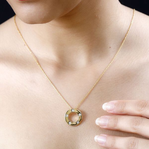 Wei&szlig;er Diamant P Anh&auml;nger 925 Silber Gelbgold Vermeil ca. image number 3