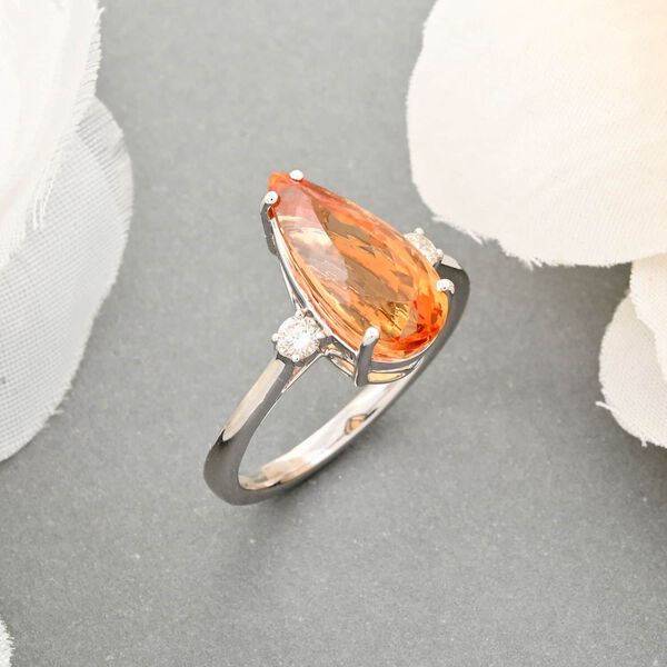 RHAPSODY zertifiziert und gepr&uuml;ft AAAA kaiserlicher Topas und VS-EF Diamant Ring in 950 Platin - 5,40 ct. image number 1