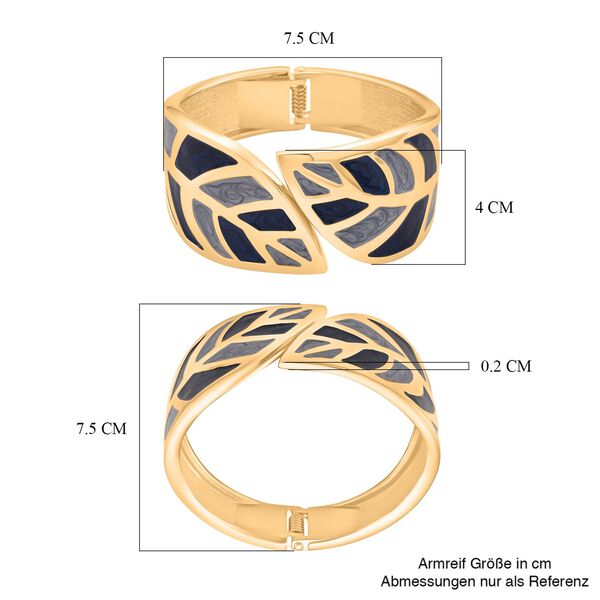 Emaille-Armband in Grau mit goldfarbenem Blattmuster, ca. 17 cm image number 7