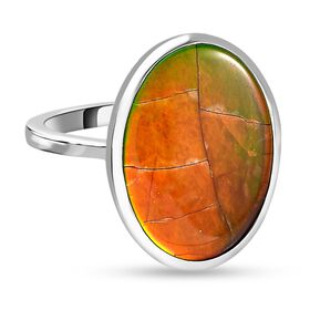 Kanadischer Ammolit-Ring, 925 Silber platiniert  ca. 6,74 ct