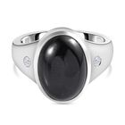 Schwarzer Turmalin und Moissanit Ring, 925 Silber platiniert (Größe 21.00) ca. 6,28 ct