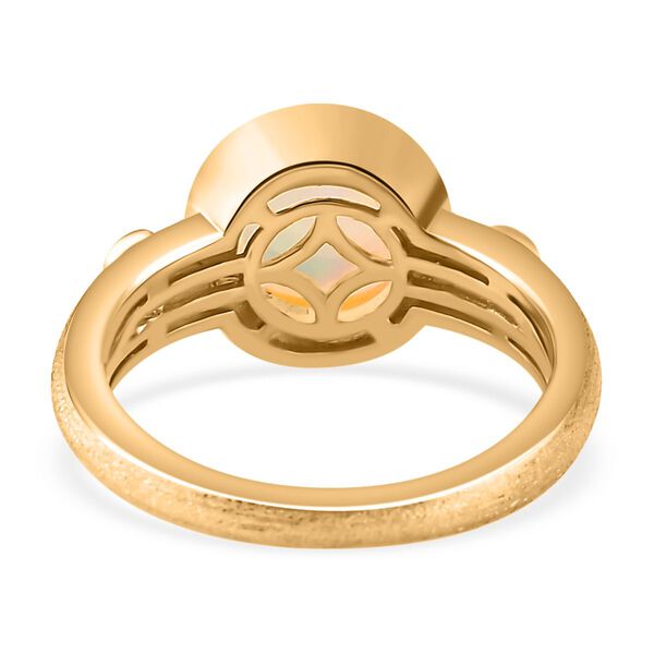 Nat&uuml;rlicher, &auml;thiopischer Welo Opal, Wei&szlig;er Zirkon Ring, 925 Silber Gelbgold Vermeil, (Gr&ouml;&szlig;e 21.00) ca. 1.33 ct image number 7