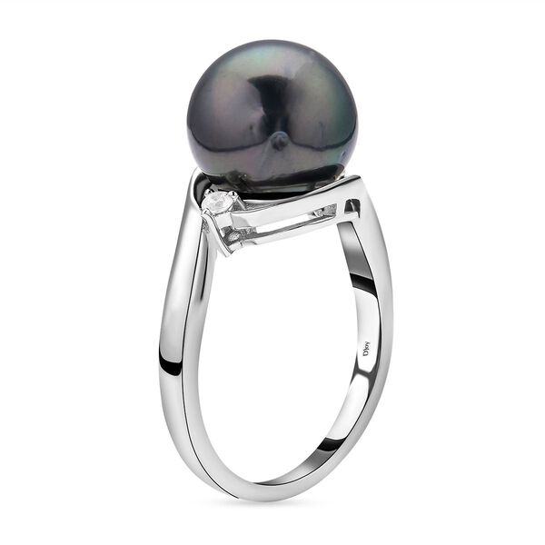 Tahiti-Zuchtperlen und weißer Zirkon-Ring image number 5