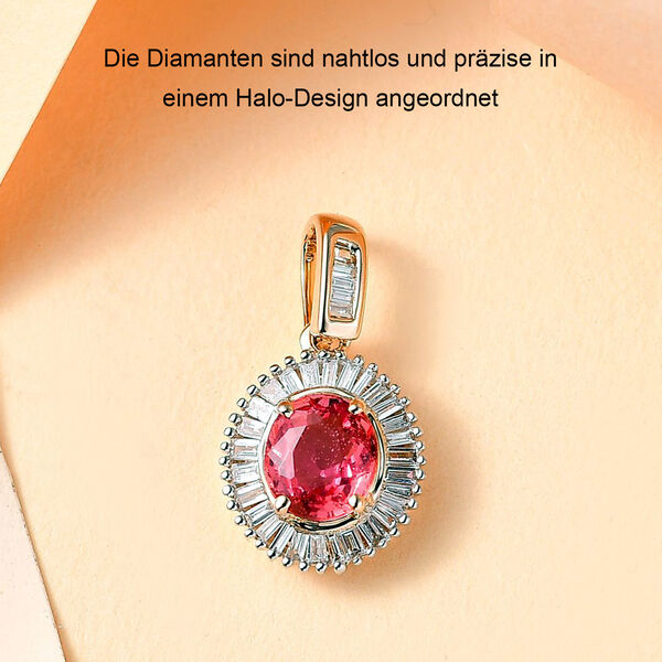 AAAA Padparadscha Saphir und Diamant Anh&auml;nger in 585 Gold - 1,30 ct. image number 2