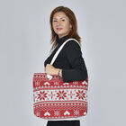 Jute Handtasche mit Weihnachtsmotiv, Größe 42x34x9x37 cm, Rot image number 1