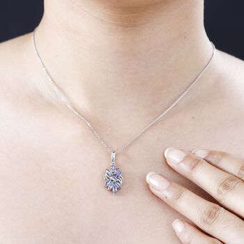 Tansanit Anh&auml;nger 925 Silber rhodiniert ca. 1.18 ct