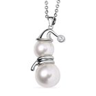 Weiße Muschelkernperle, Weißer Zirkonia Schmuckset Reines Messing und Edelstahl ca. 0.50 ct