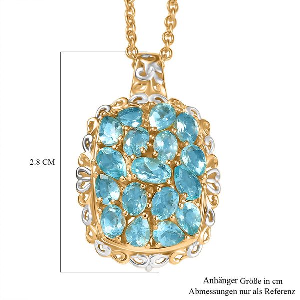 Batroke Blauer Apatit Schmuckset ca. 50 cm Nickelfreies Messing platiniert und vergoldet und 316L Edelstahl platiniert ca. 3.17 ct image number 6