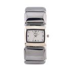 GENOA Terahertz Armbanduhr - Japanisches Uhrwerk, Legierungsgehäuse, Stahlplattierung, Weißes Zifferblatt, 9 Terahertz-Steine im Elastikarmband, Wasserresistent, 30x27,8?mm, Silber, ca. 430?ct