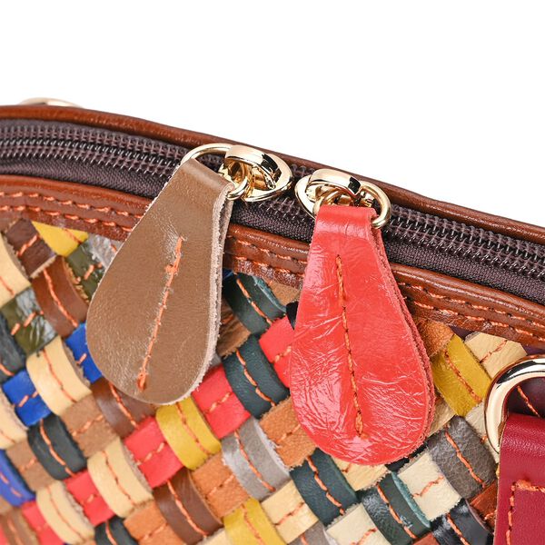 Chaos by Elsie- Echtleder Umhängetasche mit RFID-Schutz, Webmuster, 19x11x20cm image number 9