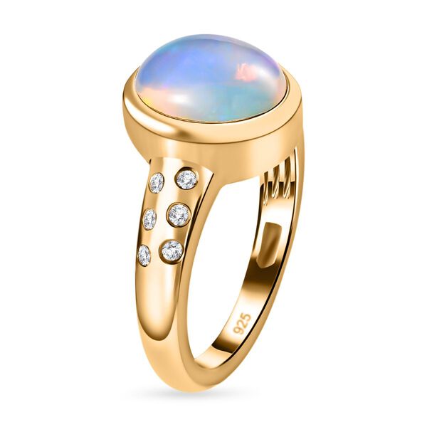 AA nat&uuml;rlicher, &auml;thiopischer Welo Opal und Zirkon-Ring - 1,70 ct. image number 6