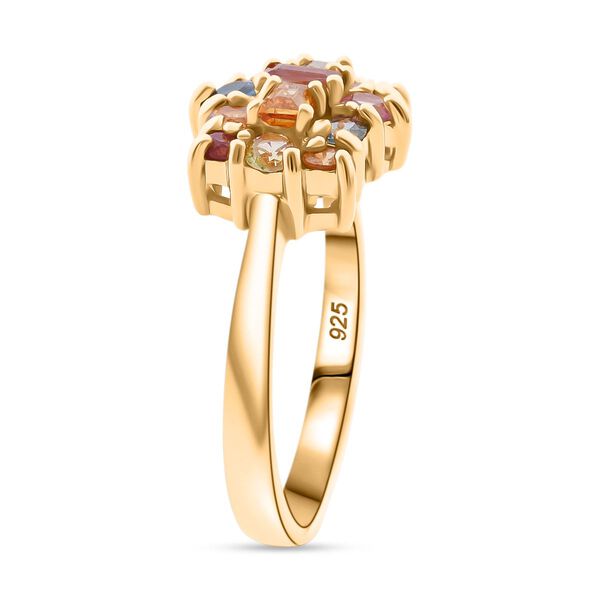 Mehrfarbiger Saphir Ring, 925 Silber Gelbgold Vermeil (Gr&ouml;&szlig;e 19.00) ca. 1.34 ct image number 4