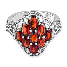 Natürlicher Mosambik Granat Ring, Edelstahl (Größe 17.00) ca. 2.56 ct