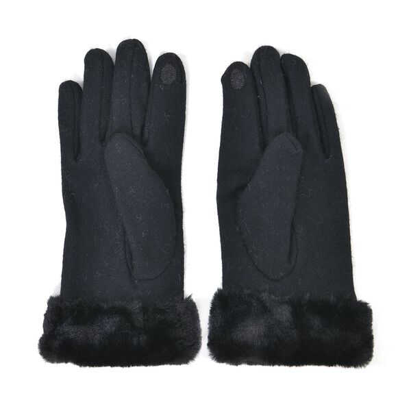 LA MAREY Handschuhe mit Kunstfell Bord&uuml;re, Schwarz image number 4