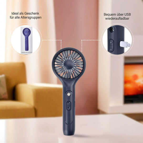 Mini-Handventilator mit Nebelspray, navyblau image number 3