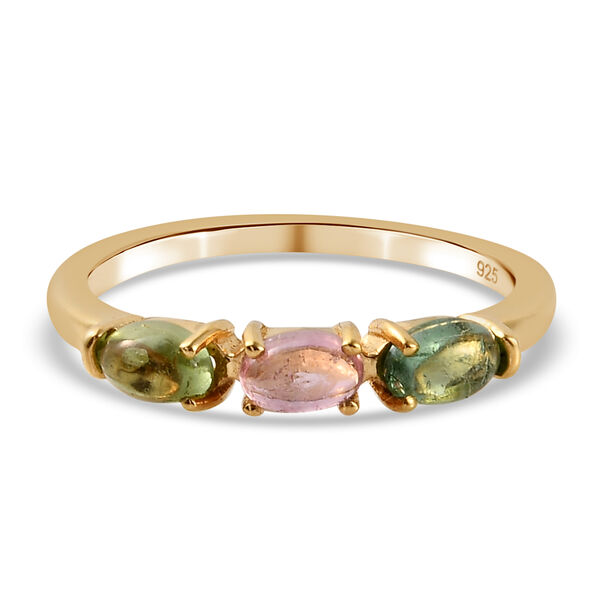 Mehrfach-Turmalin Ring 925 Silber vergoldet  ca. 0,87 ct