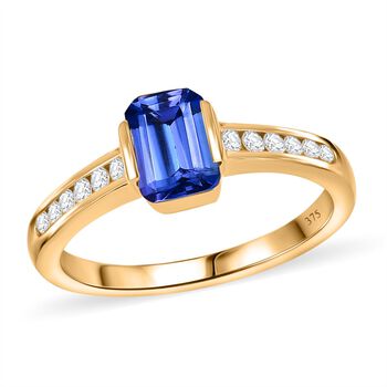 AA Tansanit und Moissanit Ring in 375 Gold - 1,37 ct.