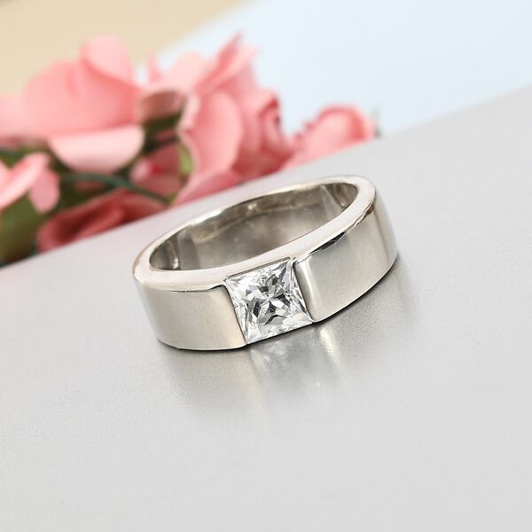 LUSTRO STELLA Hergestellt mit ZIRKONIA Herren Ring 925 Silber Platin-Überzug (Größe 19.00) ca. 2,23 ct image number 2