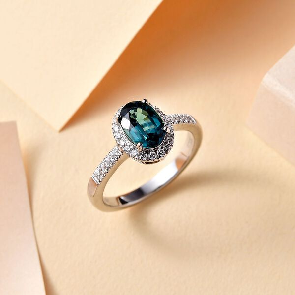Rhapsody AAAA Pirineu Lagunen Turmalin, Weißer Diamant Ring 950 Platin (Größe 20.00) ca. 2.03 ct image number 2