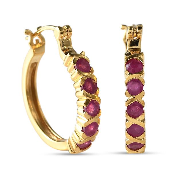 Afrikanischer Rubin Creolen 925 Silber vergoldet ca. 1,85 ct image number 4