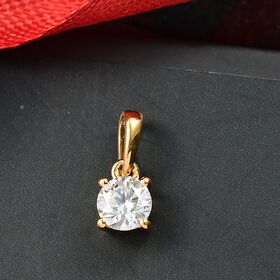 Moissanit Anh&auml;nger, 925 Silber 750 vergoldet - 0,46 ct.