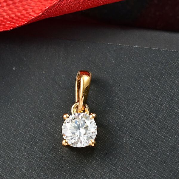 Moissanit Anhänger 925 Silber 750 Gelb Vergoldet ca. 0.46 ct image number 1
