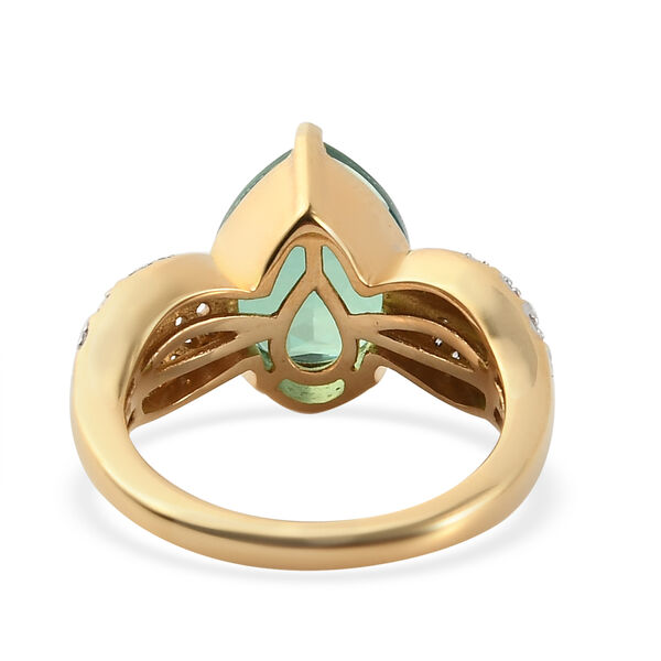 Pfau Triplett Quarz und Zirkon Ring 925 Silber vergoldet image number 6