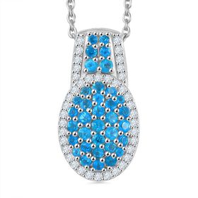 Neon Apatit und Zirkon Anhänger mit 45cm Kette - 1,81 ct.