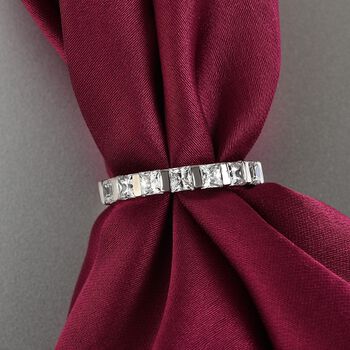 LUSTRO STELLA Hergestellt mit ZIRKONIA Band Ring 925 Silber Platin-&Uuml;berzug (Gr&ouml;&szlig;e 17.00) ca. 2,02 ct