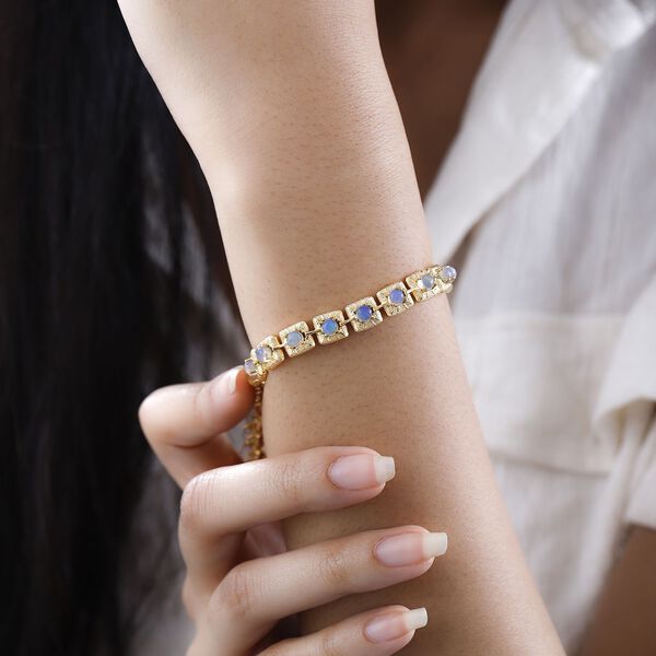 Nat&uuml;rlicher, &auml;thiopischer Welo Opal Armband ca. 20 cm 925 Silber Gelbgold Vermeil ca. 4.29 ct image number 7