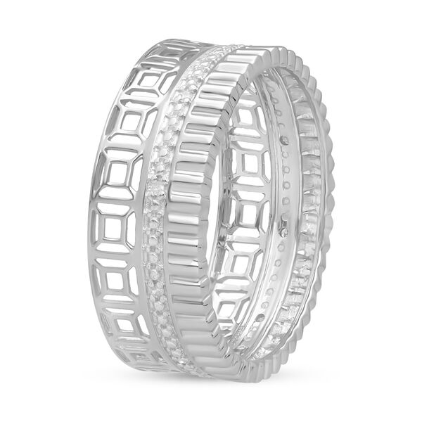 Weißer Diamant P Ring 925 Silber platiniert (Größe 21.00) image number 3