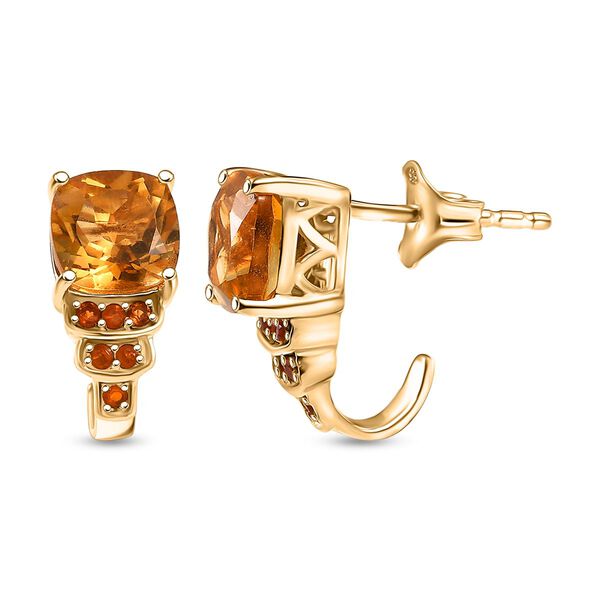Djoy AA Serra Gaucha Citrin, Feueropal Ohrringe 925 Silber 750 Gelbgold Vermeil ca. 3.09 ct image number 0