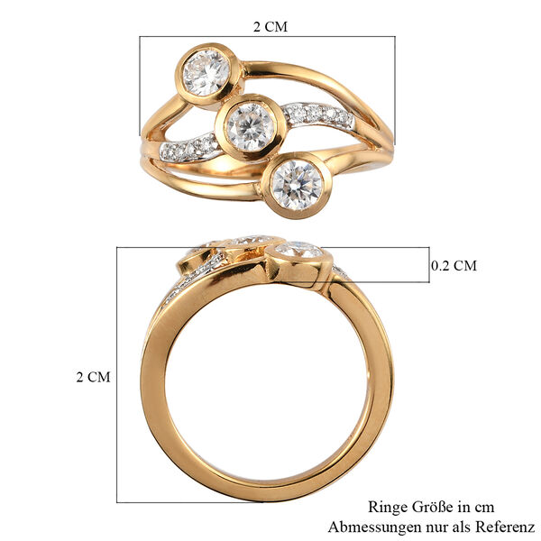 Moissanit-Ring, 925 Silber Gelbgold Vermeil  ca. 0,79 ct image number 8