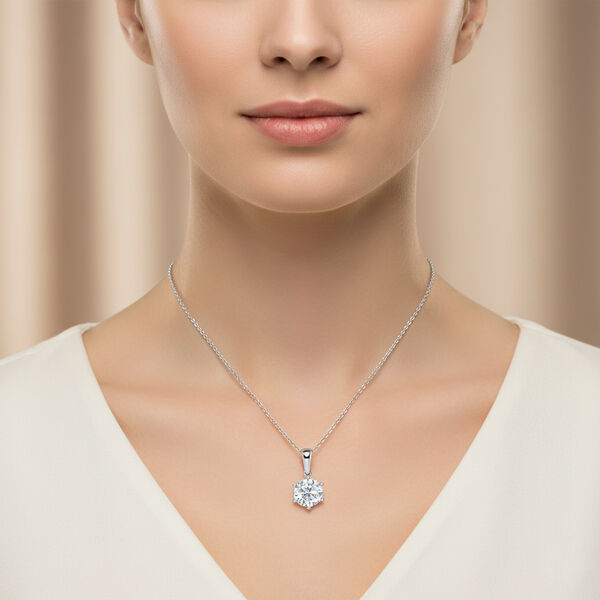 D'Joy Moissanit Anh&auml;nger mit 50cm Kette, 925 Silber rhodiniert - 1,80 ct. image number 3