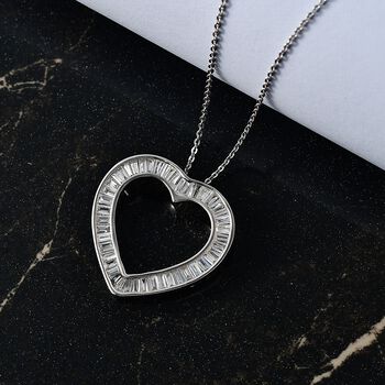 LUXURIANT VS-EF Labor Diamant Herz Anh&auml;nger mit 50cm Kette, 925 Silber rhodiniert - 2 ct.